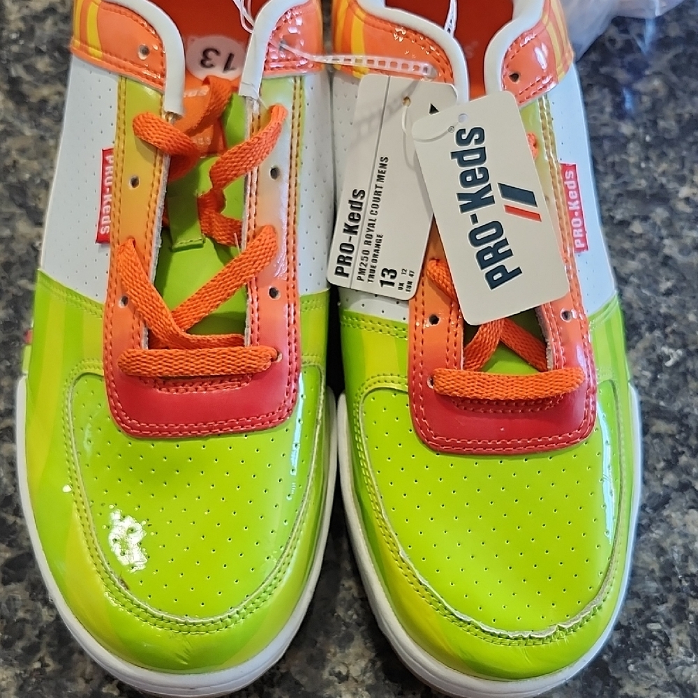 NEW Sz 13  PRO Keds Shoes, Lime And Orange, Mens